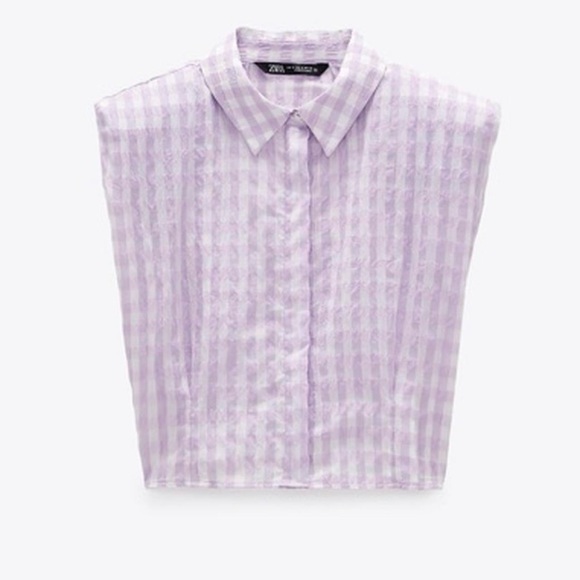 Rare! Zara Lavender Shoulder Pad Sleeveless Crop Blouse - Picture 1 of 6